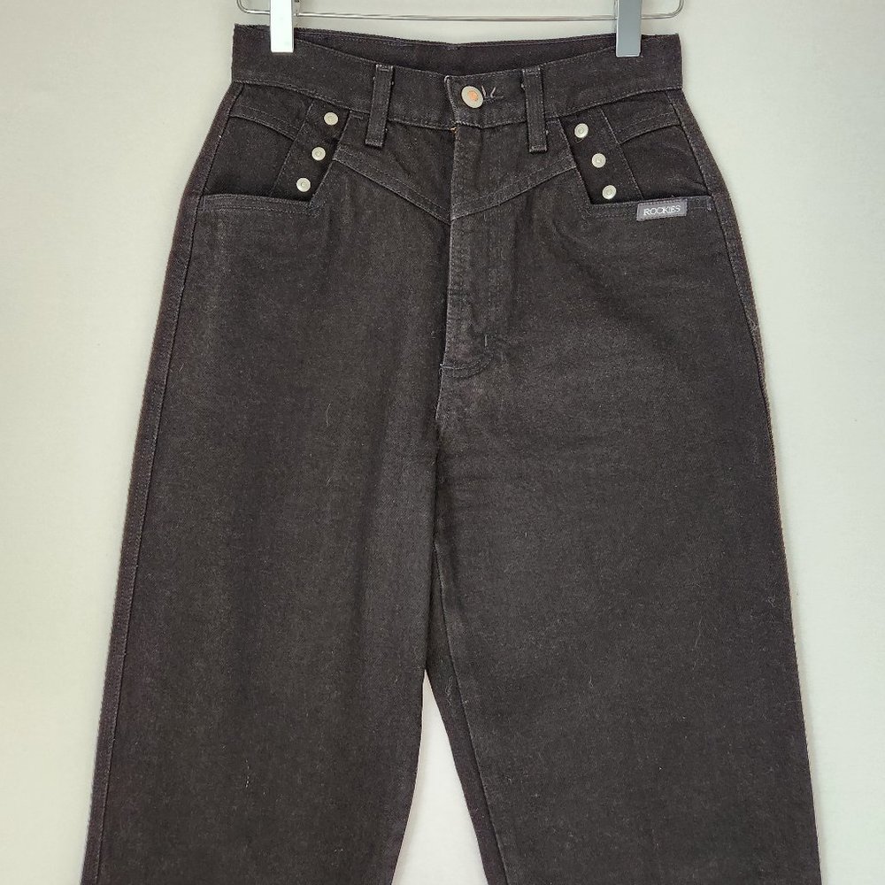 Vintage Rockies Y-York High Waist Jean Bareback Black Cotton - Picture 2 of 9
